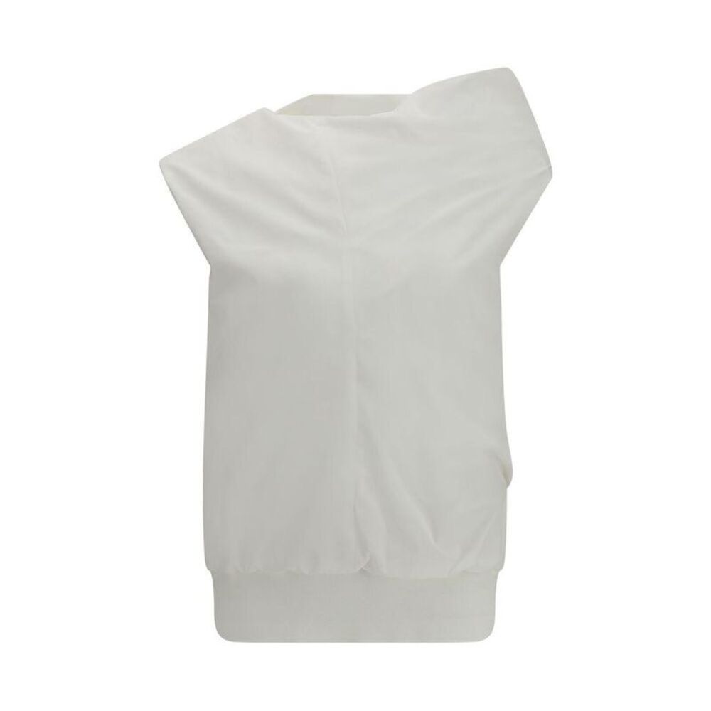 Sacai Polyester Sweatshirt with Ribbed Cuffs and Hem Women White Sweaters